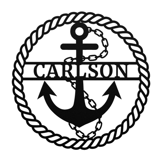 Anchor Metal Sign – Custom Nautical Family Name Wall Art - BullyBellyMetal Sign