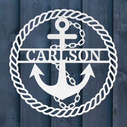 Anchor Metal Sign – Custom Nautical Family Name Wall Art - BullyBellyMetal Sign