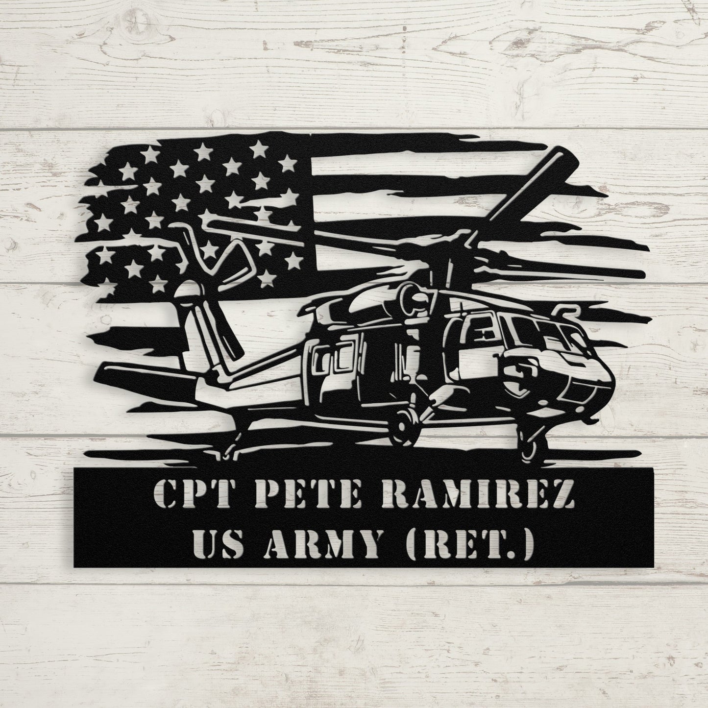 Army Blackhawk Pilot Metal Sign – Personalized Military Helicopter Wall Art - BullyBellyMetal Sign