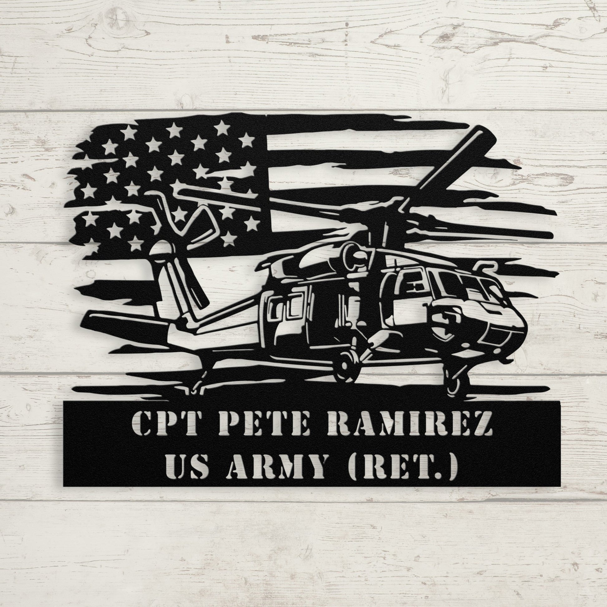 Army Blackhawk Pilot Metal Sign – Personalized Military Helicopter Wall Art - BullyBellyMetal Sign