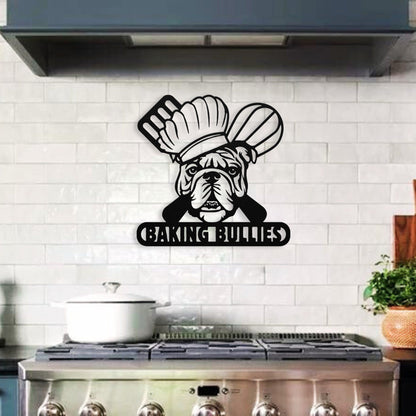 Baking Bulldog: Metal Kitchen Sign - BullyBellyMetal Sign