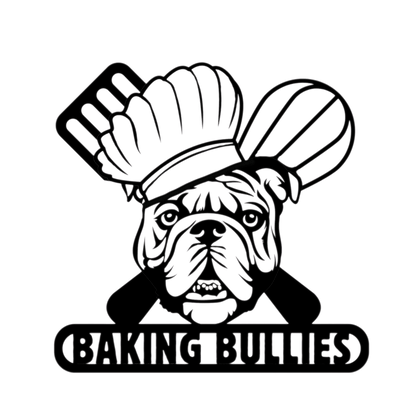 Baking Bulldog: Metal Kitchen Sign - BullyBellyMetal Sign