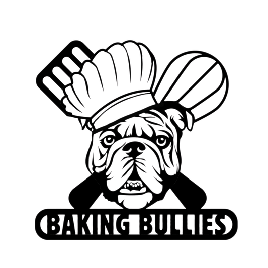 Baking Bulldog: Metal Kitchen Sign - BullyBellyMetal Sign