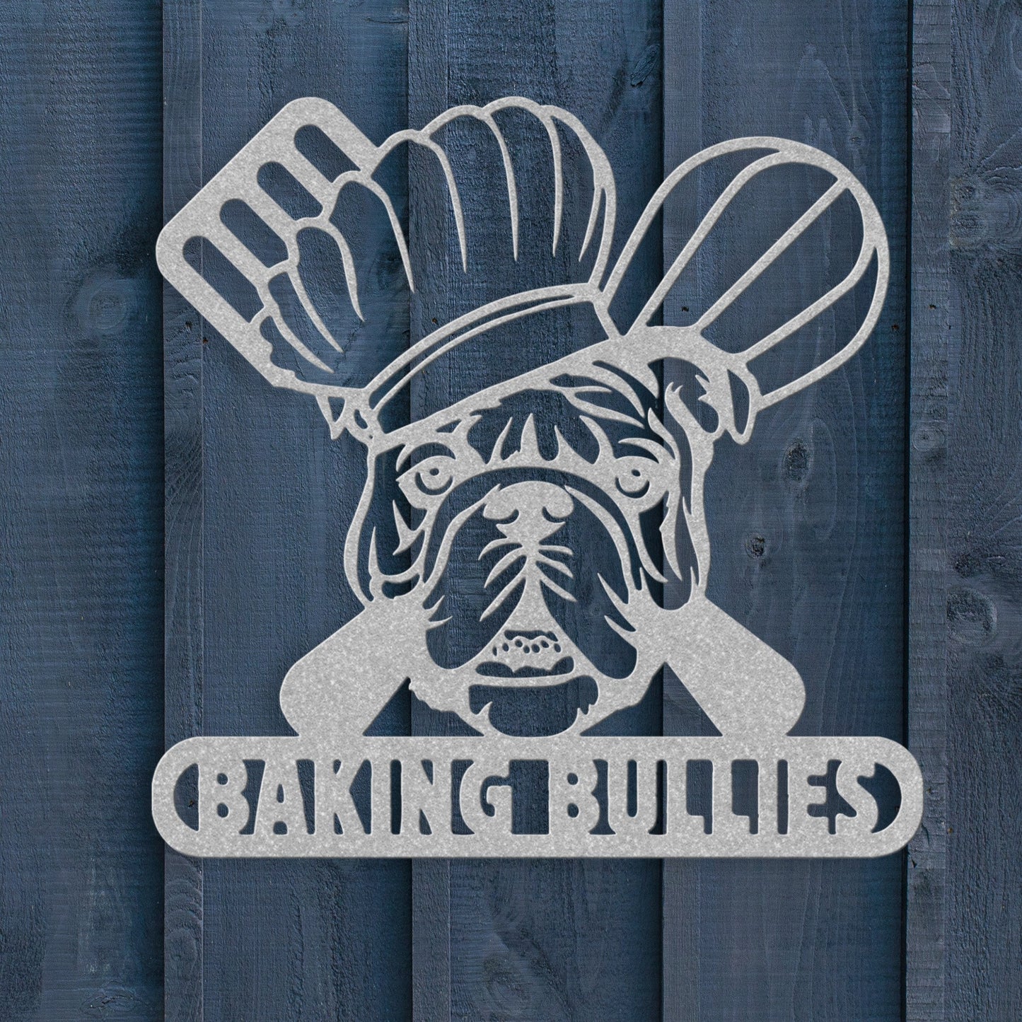 Baking Bulldog: Metal Kitchen Sign - BullyBellyMetal Sign