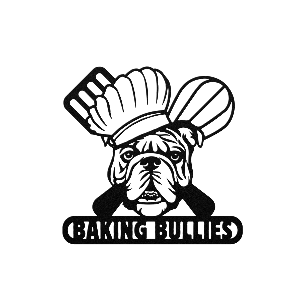 Baking Bulldog: Metal Kitchen Sign - BullyBellyMetal Sign