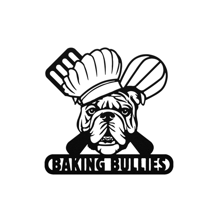 Baking Bulldog: Metal Kitchen Sign - BullyBellyMetal Sign