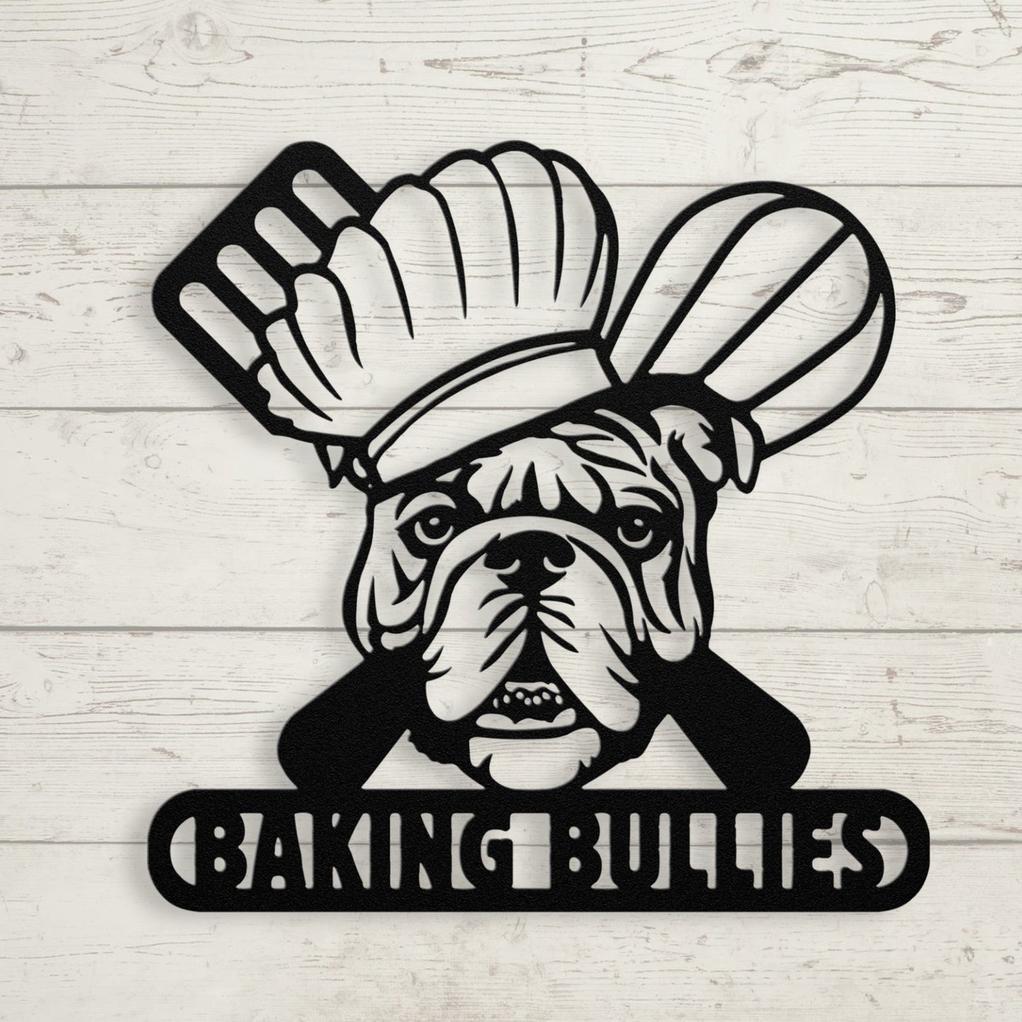 Baking Bulldog: Metal Kitchen Sign - BullyBellyMetal Sign