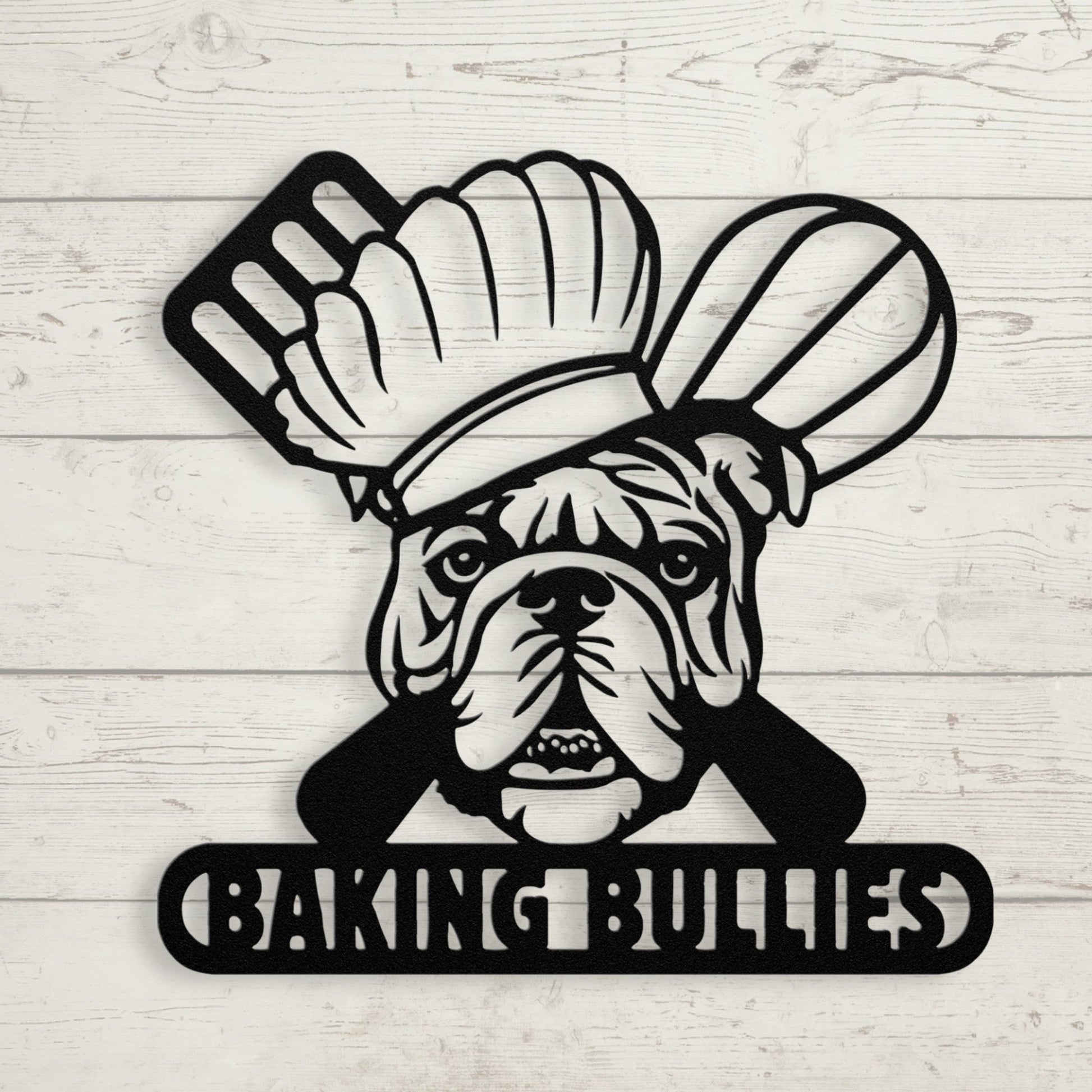 Baking Bulldog: Metal Kitchen Sign - BullyBellyMetal Sign