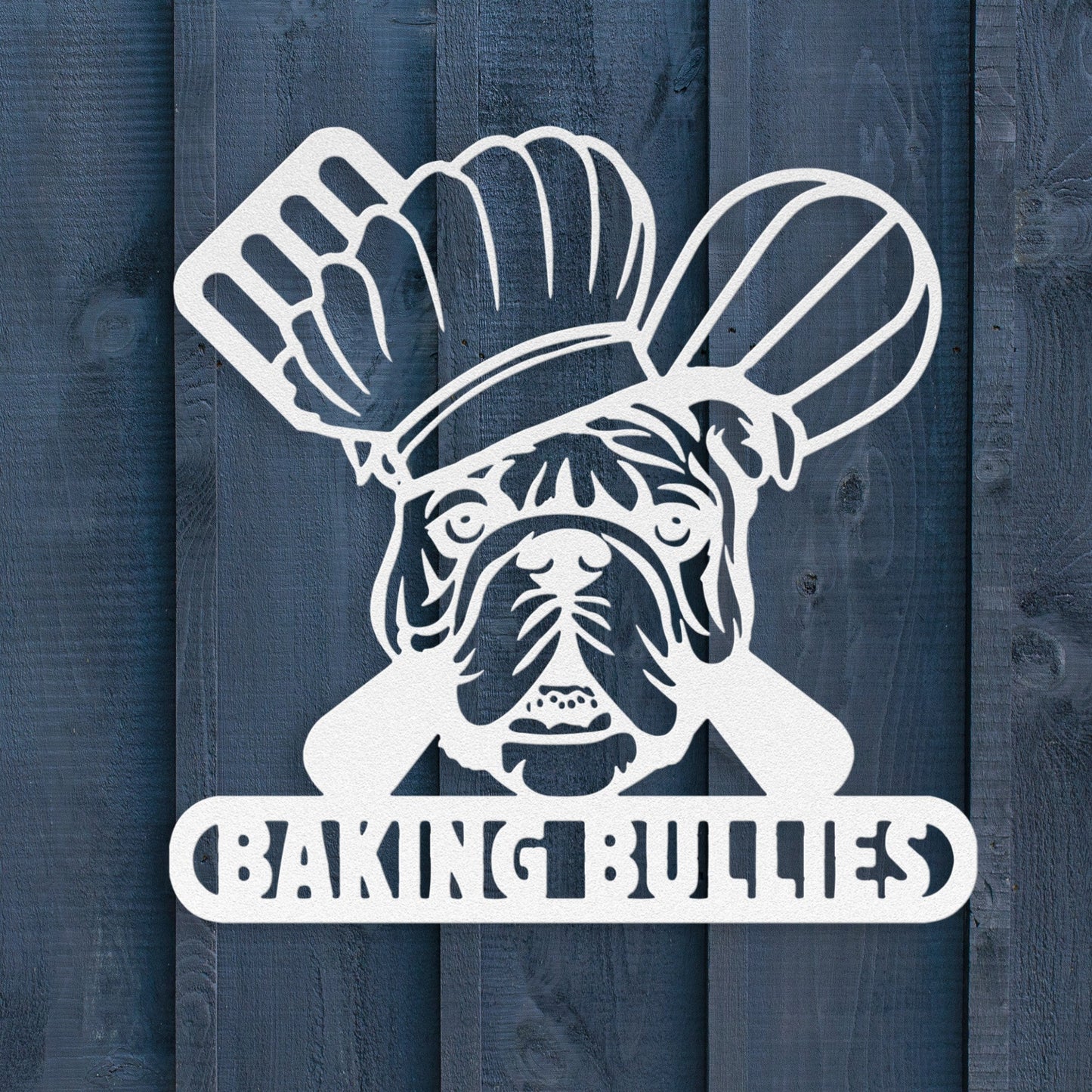 Baking Bulldog: Metal Kitchen Sign - BullyBellyMetal Sign