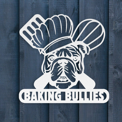 Baking Bulldog: Metal Kitchen Sign - BullyBellyMetal Sign