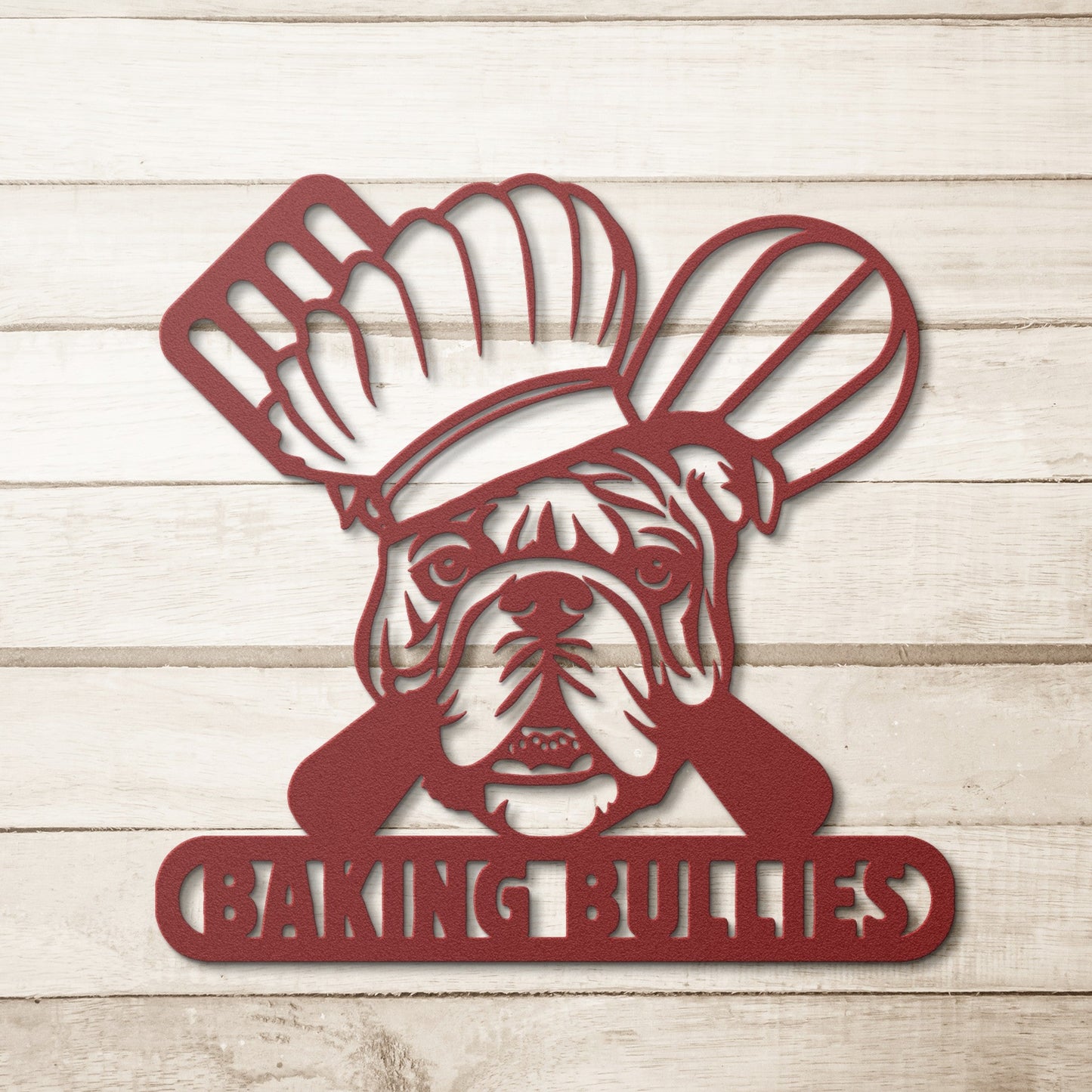 Baking Bulldog: Metal Kitchen Sign - BullyBellyMetal Sign