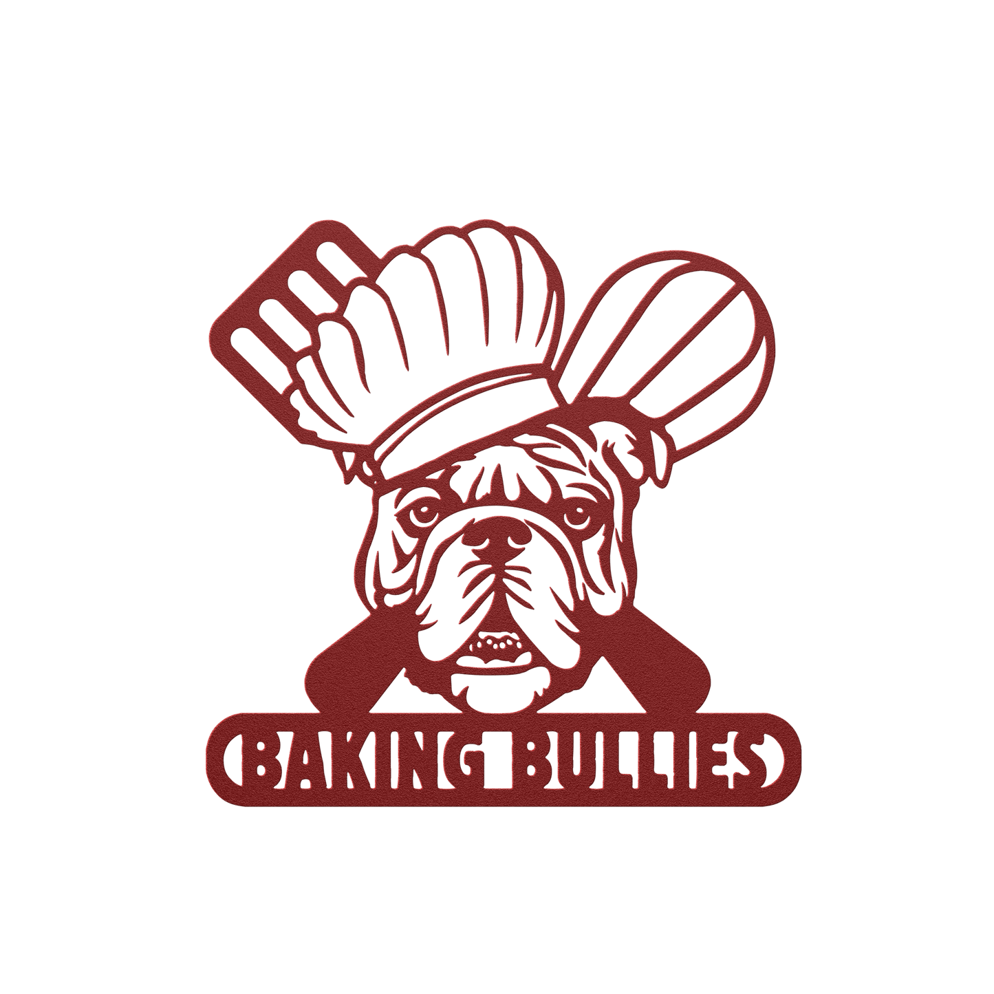 Baking Bulldog: Metal Kitchen Wall Sign - BullyBellyMetal Sign