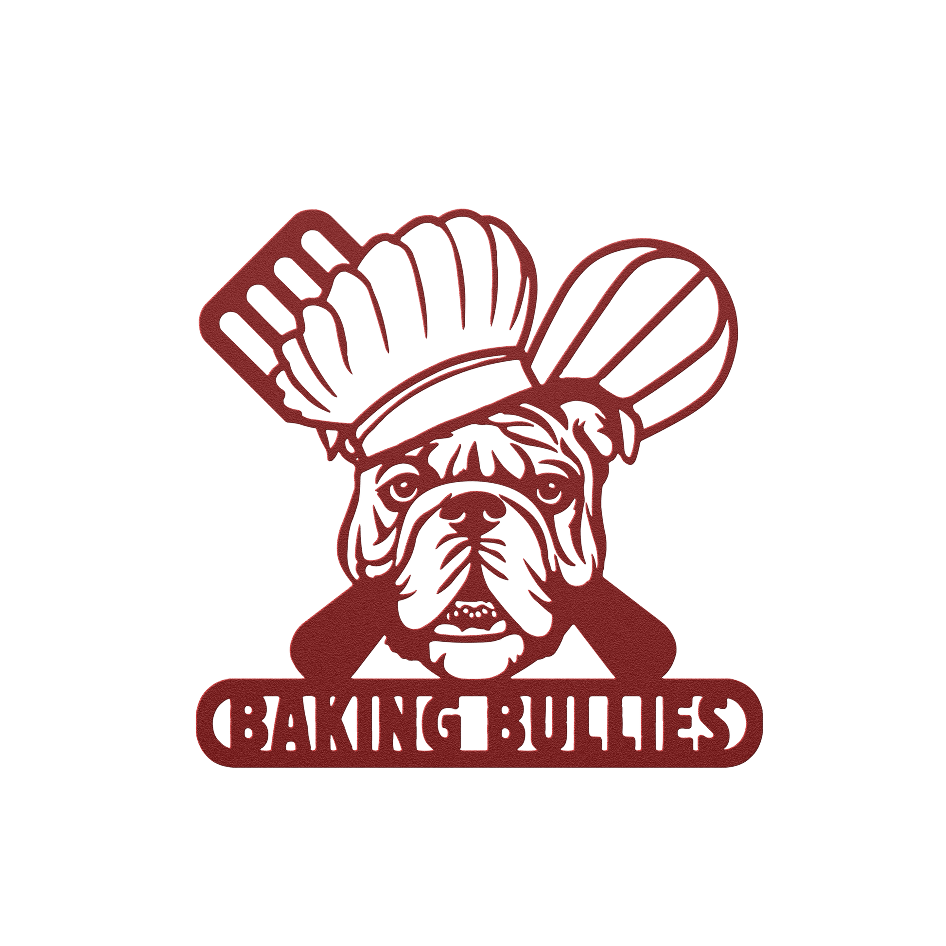 Baking Bulldog: Metal Kitchen Wall Sign - BullyBellyMetal Sign
