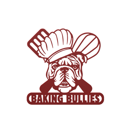 Baking Bulldog: Metal Kitchen Wall Sign - BullyBellyMetal Sign
