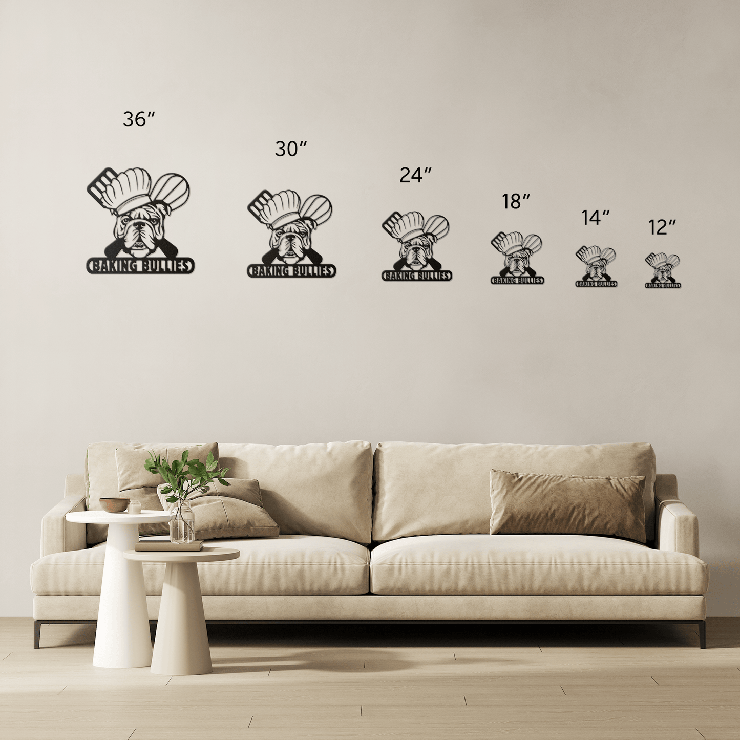 Baking Bulldog: Metal Kitchen Wall Sign - BullyBellyMetal Sign