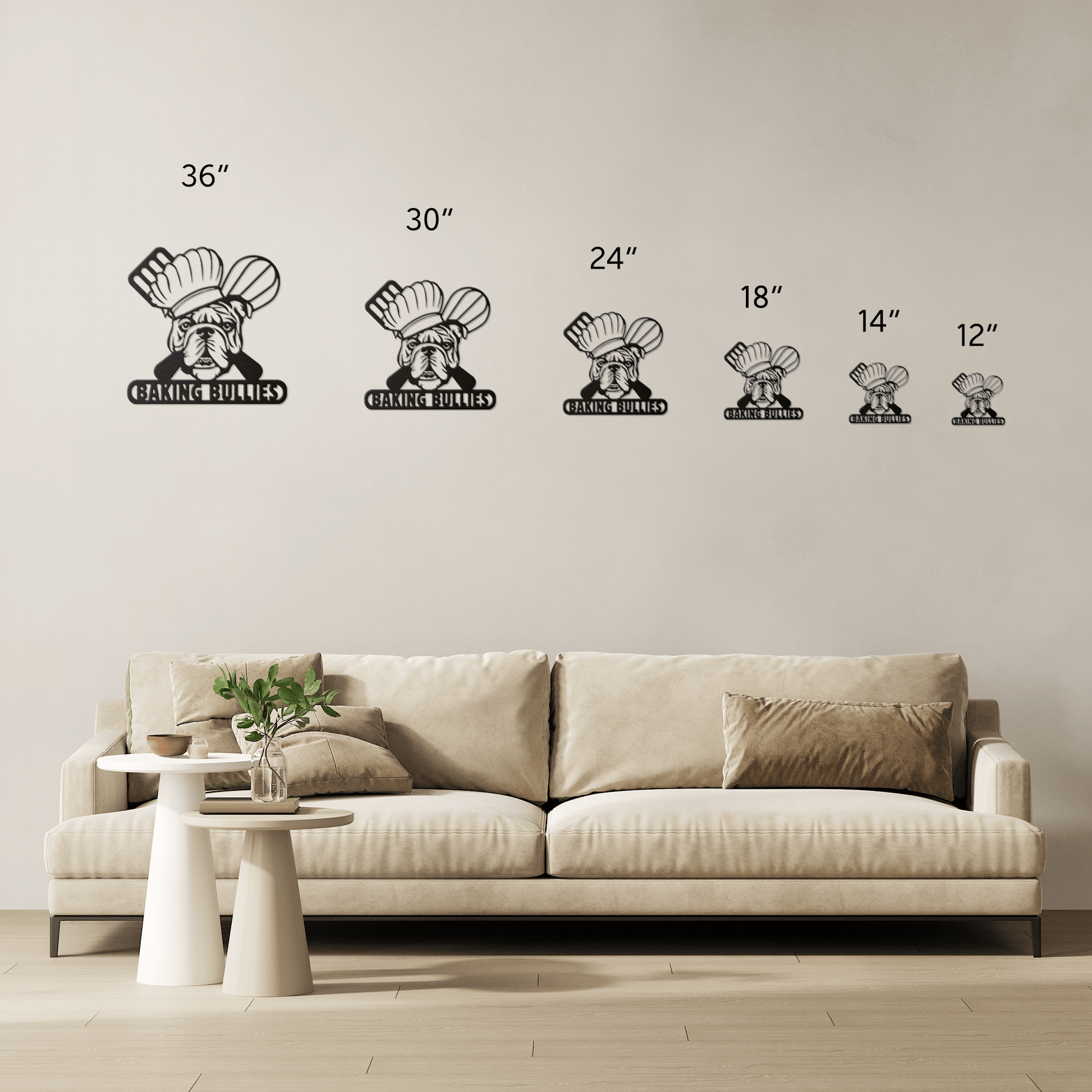 Baking Bulldog: Metal Kitchen Wall Sign - BullyBellyMetal Sign