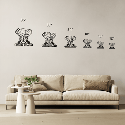 Baking Bulldog: Metal Kitchen Wall Sign - BullyBellyMetal Sign