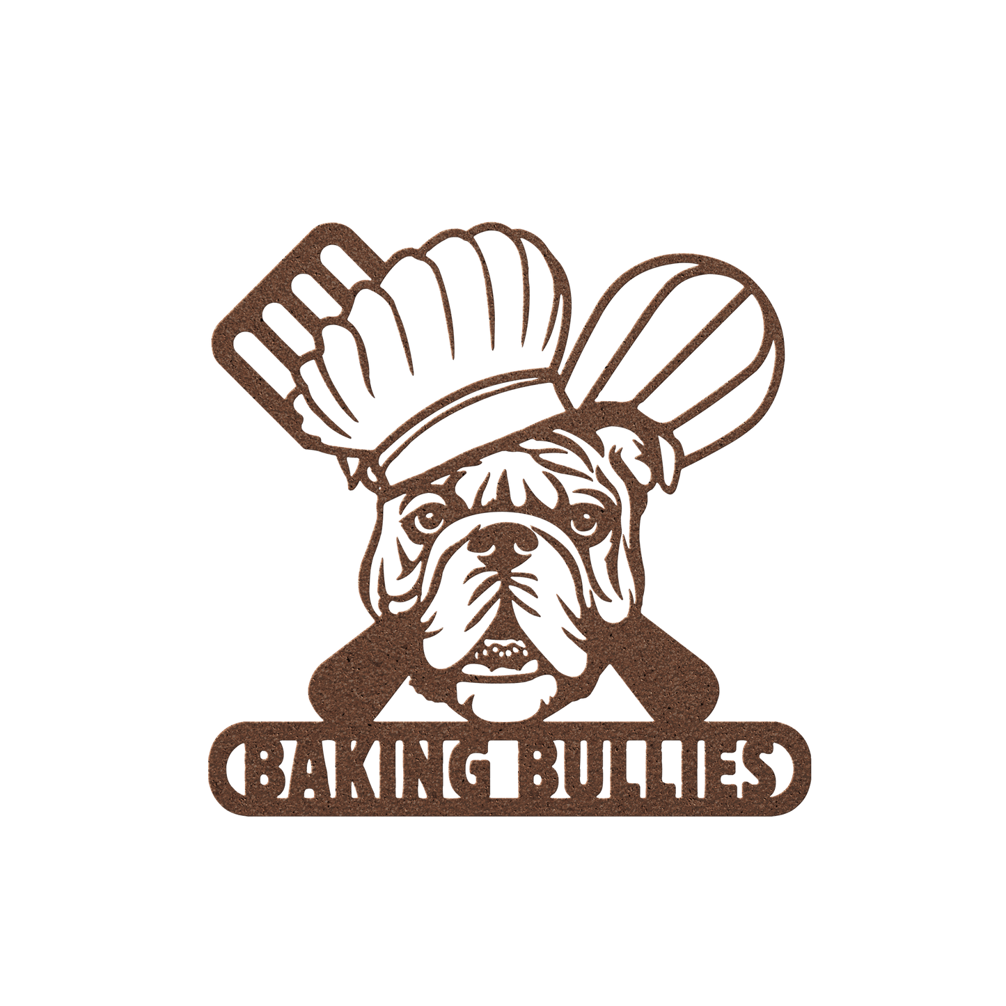 Baking Bulldog: Metal Kitchen Wall Sign - BullyBellyMetal Sign