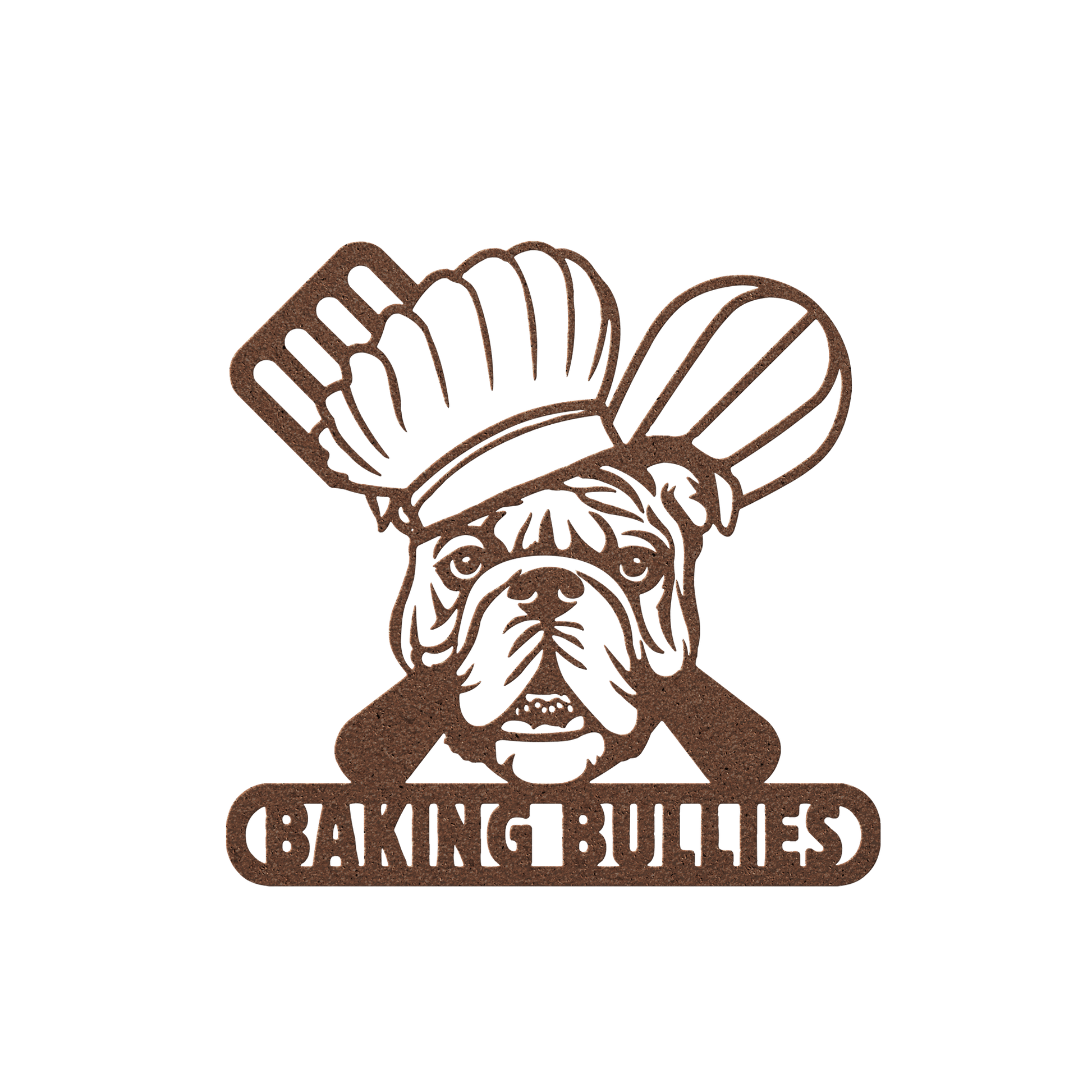 Baking Bulldog: Metal Kitchen Wall Sign - BullyBellyMetal Sign