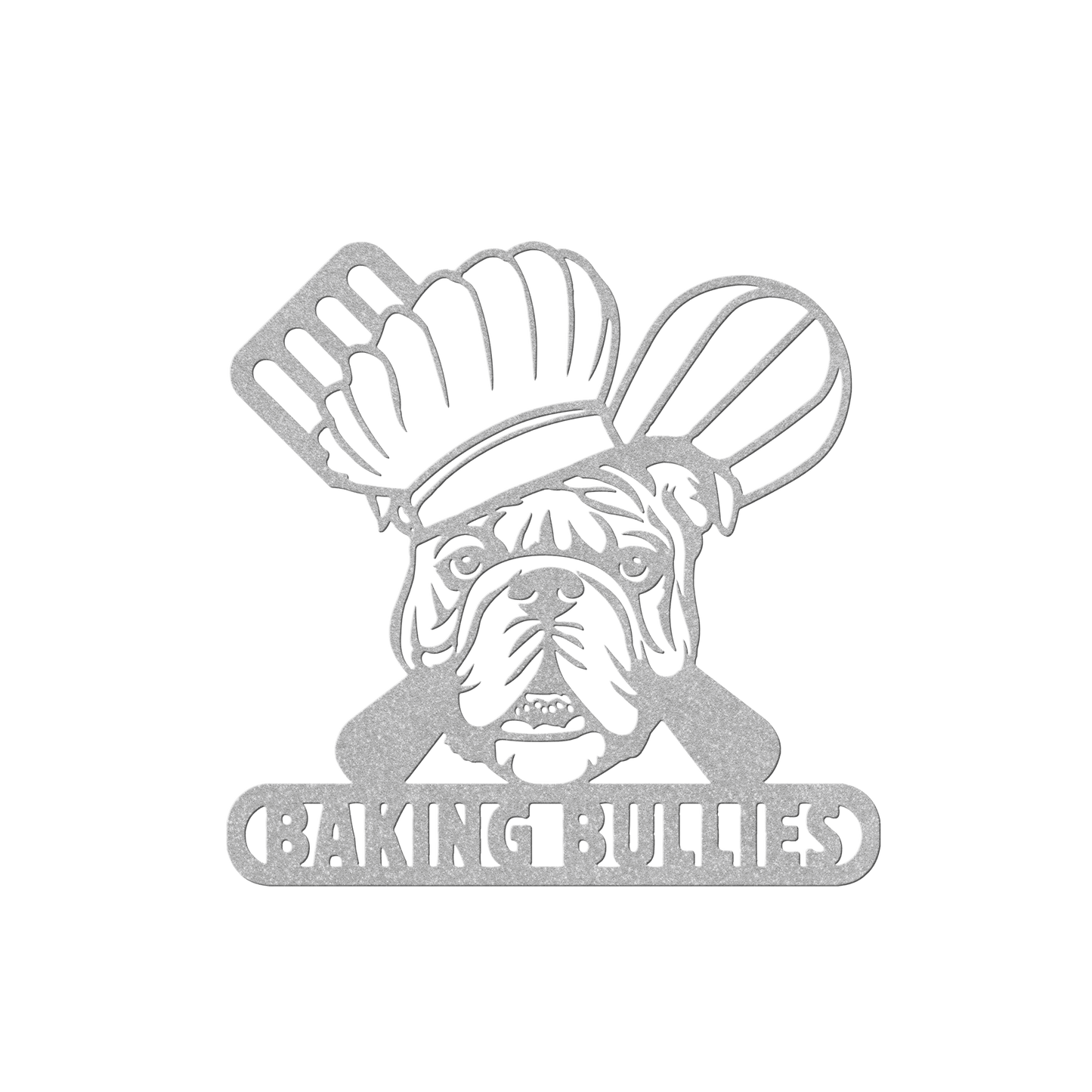 Baking Bulldog: Metal Kitchen Wall Sign - BullyBellyMetal Sign