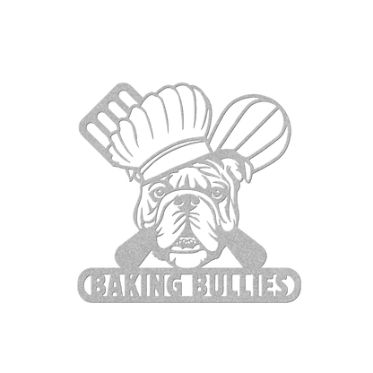 Baking Bulldog: Metal Kitchen Wall Sign - BullyBellyMetal Sign