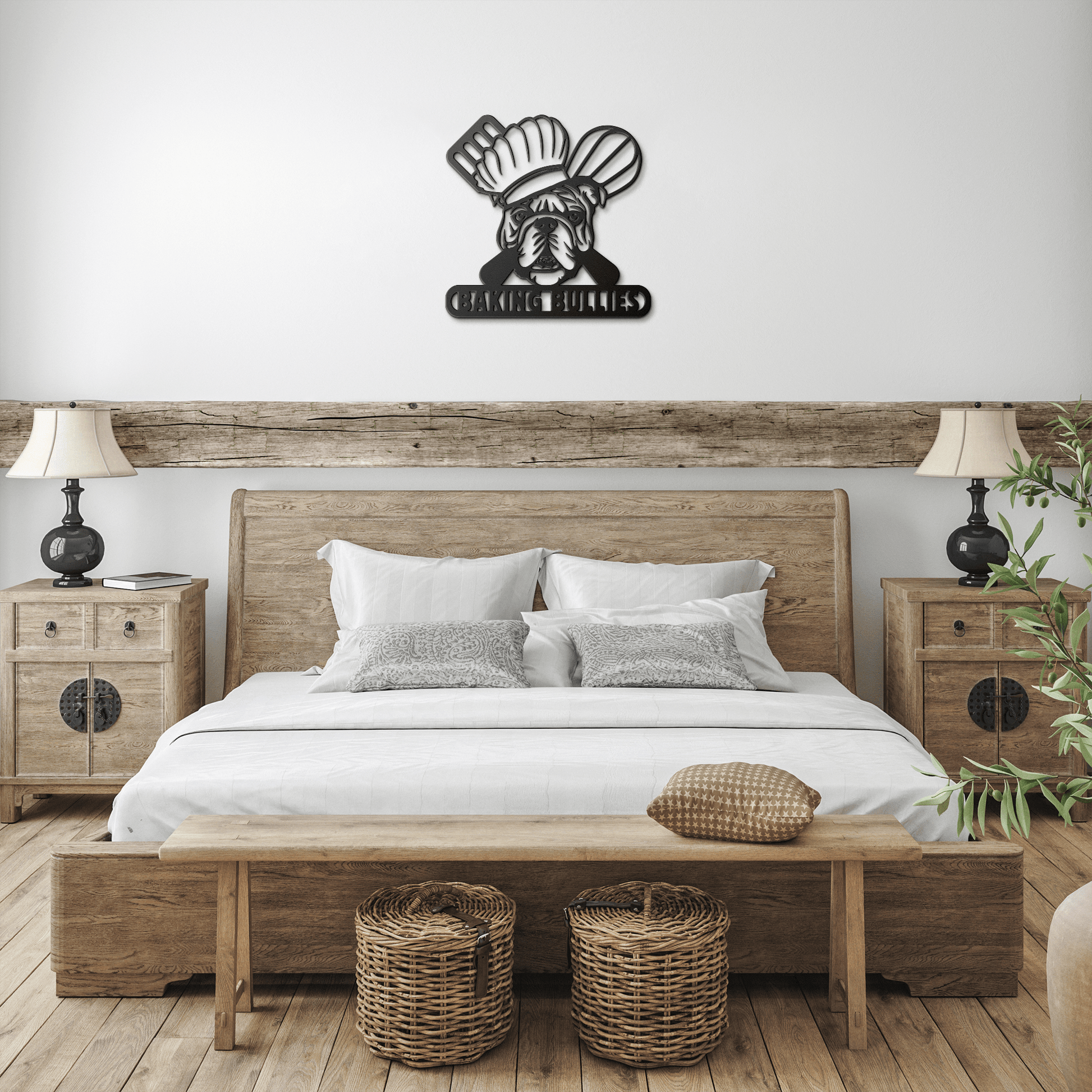 Baking Bulldog: Metal Kitchen Wall Sign - BullyBellyMetal Sign