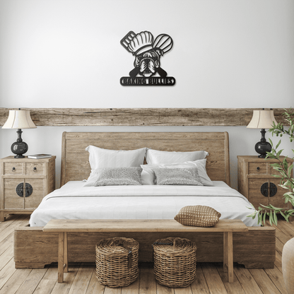 Baking Bulldog: Metal Kitchen Wall Sign - BullyBellyMetal Sign