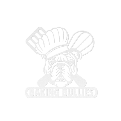 Baking Bulldog: Metal Kitchen Wall Sign - BullyBellyMetal Sign