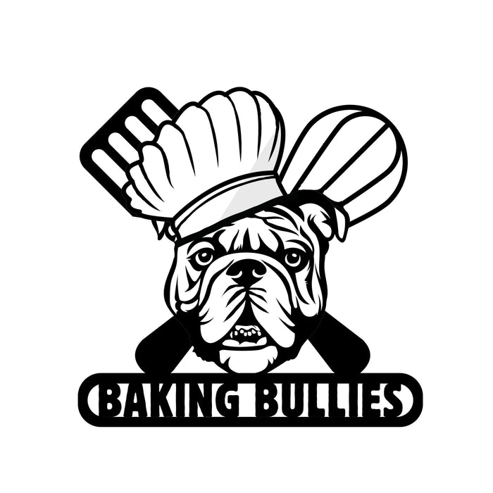 Baking Bulldog Metal Wall Art - BullyBellyEnglish Bulldog - Custom