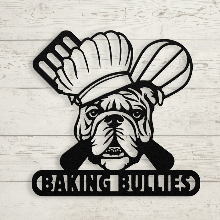 Baking Bulldog Metal Wall Art - BullyBellyMetal Sign