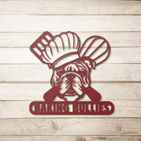 Baking Bulldog Metal Wall Art - BullyBellyMetal Sign