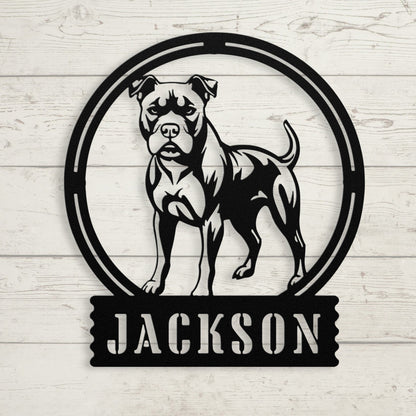 Bold and Beautiful: Custom Pitbull Wall Sign - BullyBellyMetal Sign