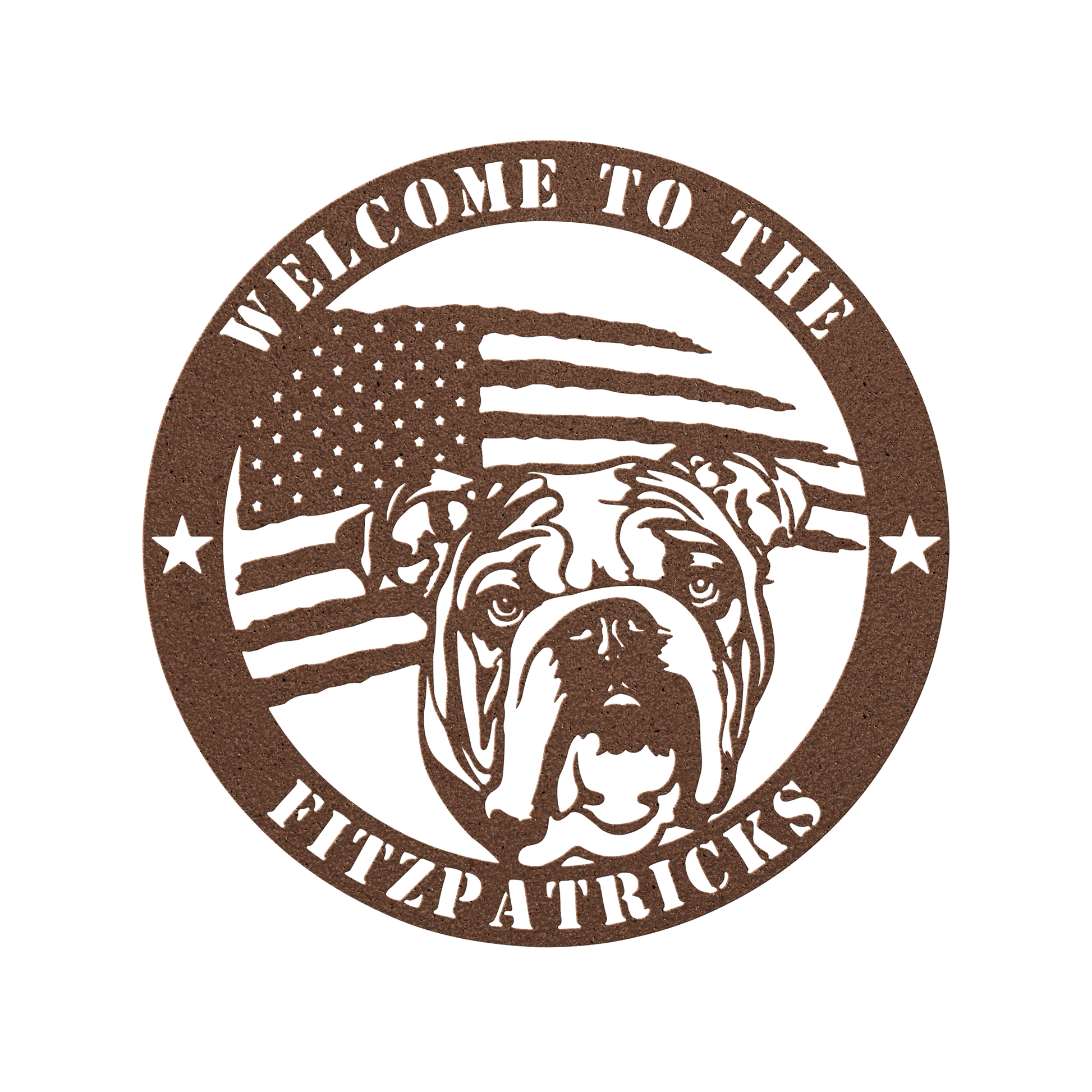 Bold and Patriotic: English Bulldog Wall Art, Customized for Your Home - BullyBellyMetal Sign