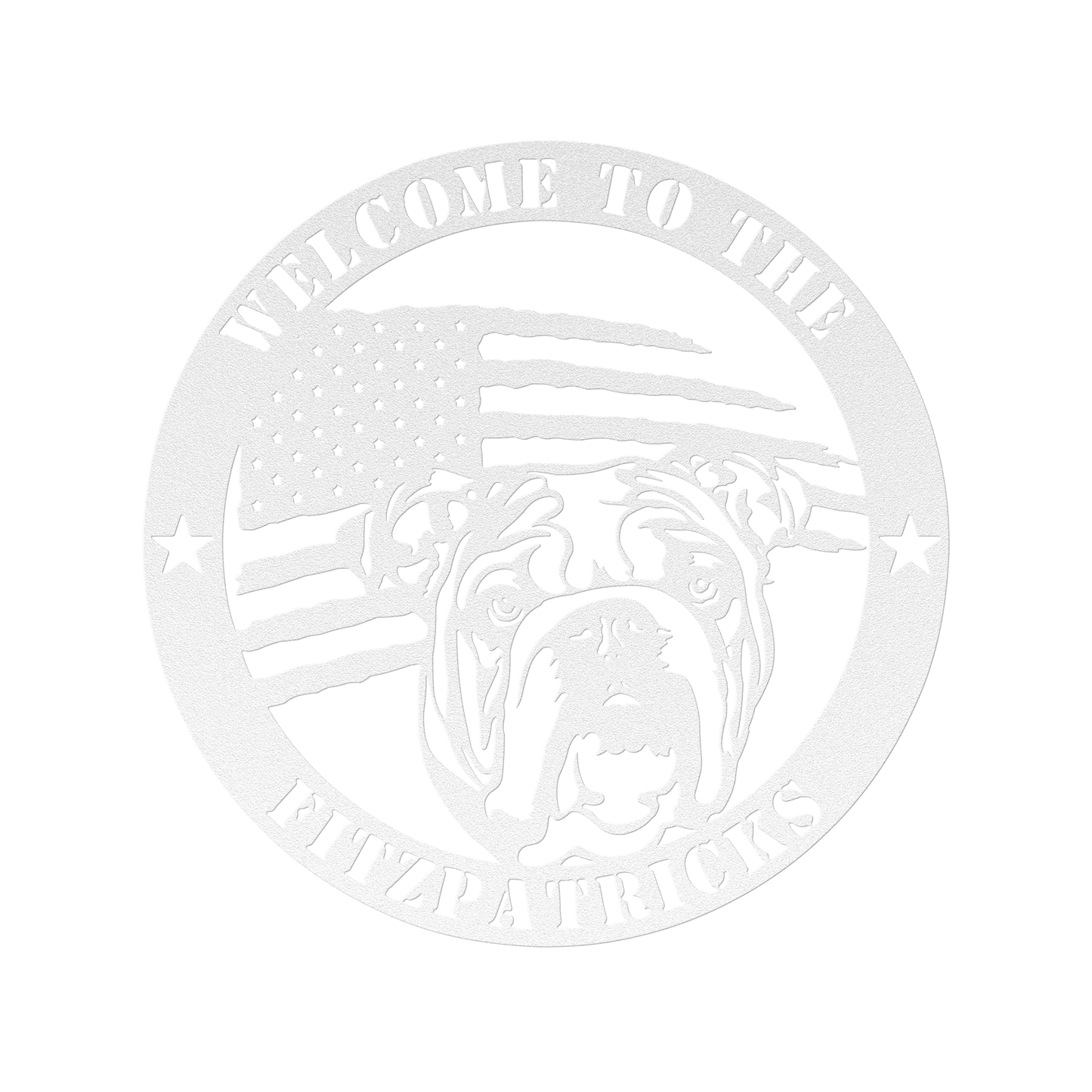 Bold and Patriotic: English Bulldog Wall Art, Customized for Your Home - BullyBellyMetal Sign
