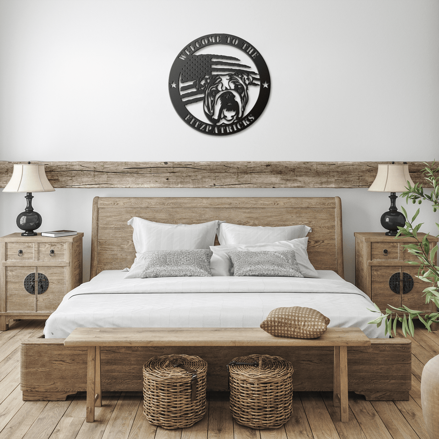 Bold and Patriotic: English Bulldog Wall Art, Customized for Your Home - BullyBellyMetal Sign