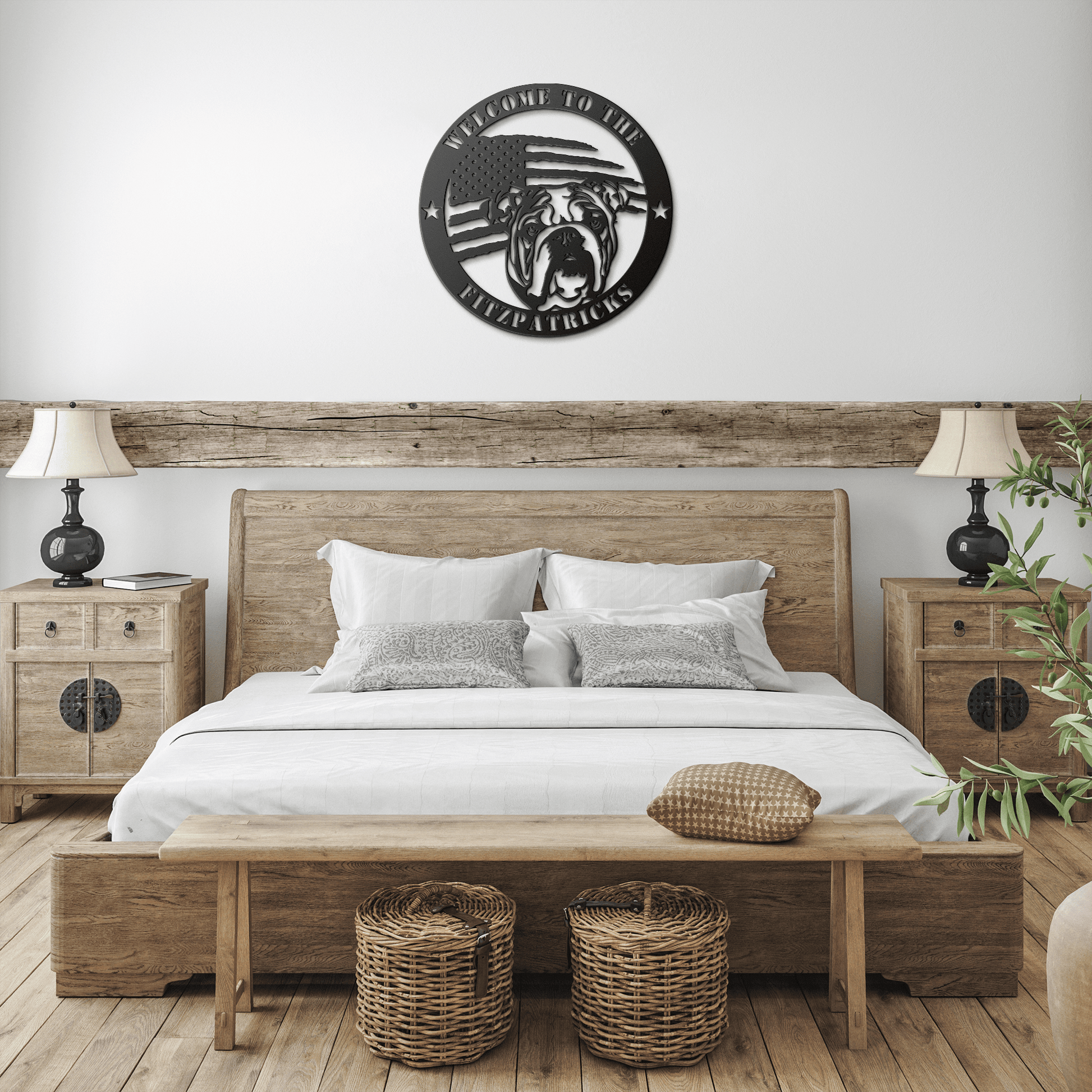Bold and Patriotic: English Bulldog Wall Art, Customized for Your Home - BullyBellyMetal Sign
