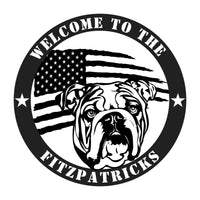 Bold and Patriotic: English Bulldog Wall Art, Customized for Your Home - BullyBellyPatriotic English Bulldog Family Name