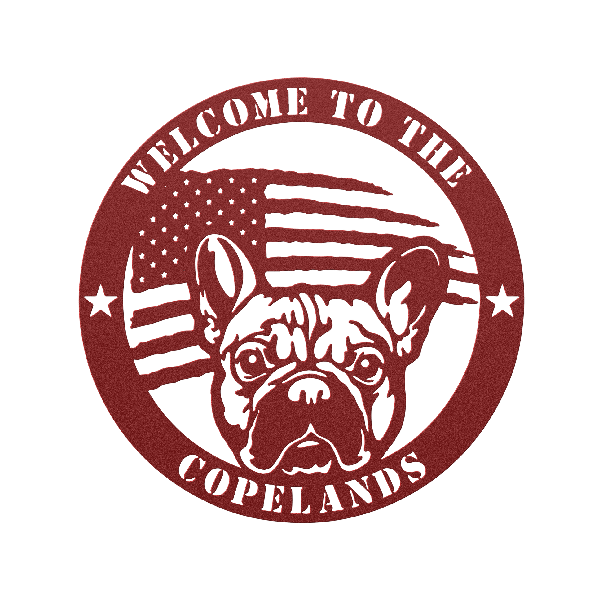Bold and Patriotic: French Bulldog Wall Art, Customized for Your Home - BullyBellyMetal Sign
