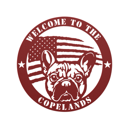 Bold and Patriotic: French Bulldog Wall Art, Customized for Your Home - BullyBellyMetal Sign