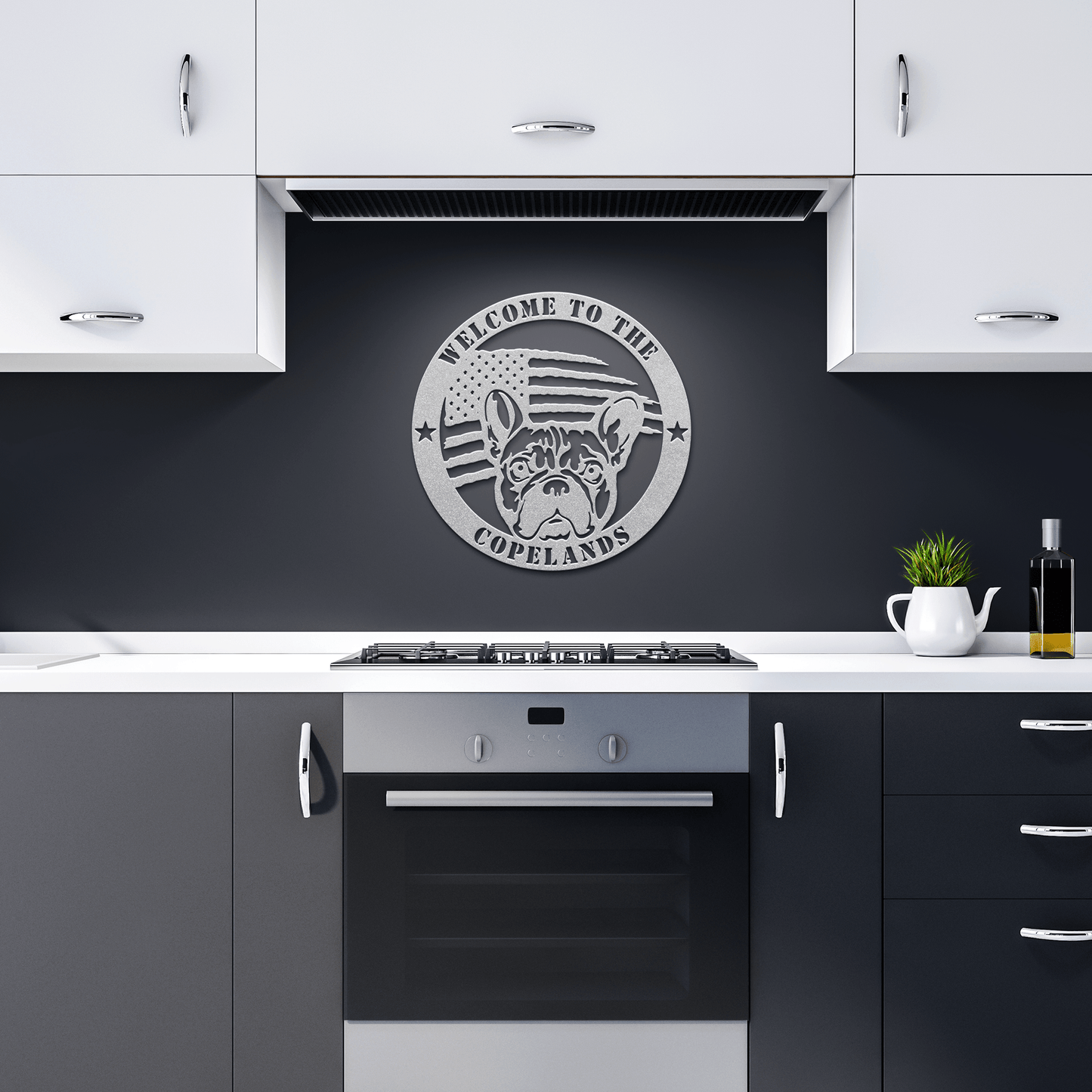 Bold and Patriotic: French Bulldog Wall Art, Customized for Your Home - BullyBellyMetal Sign