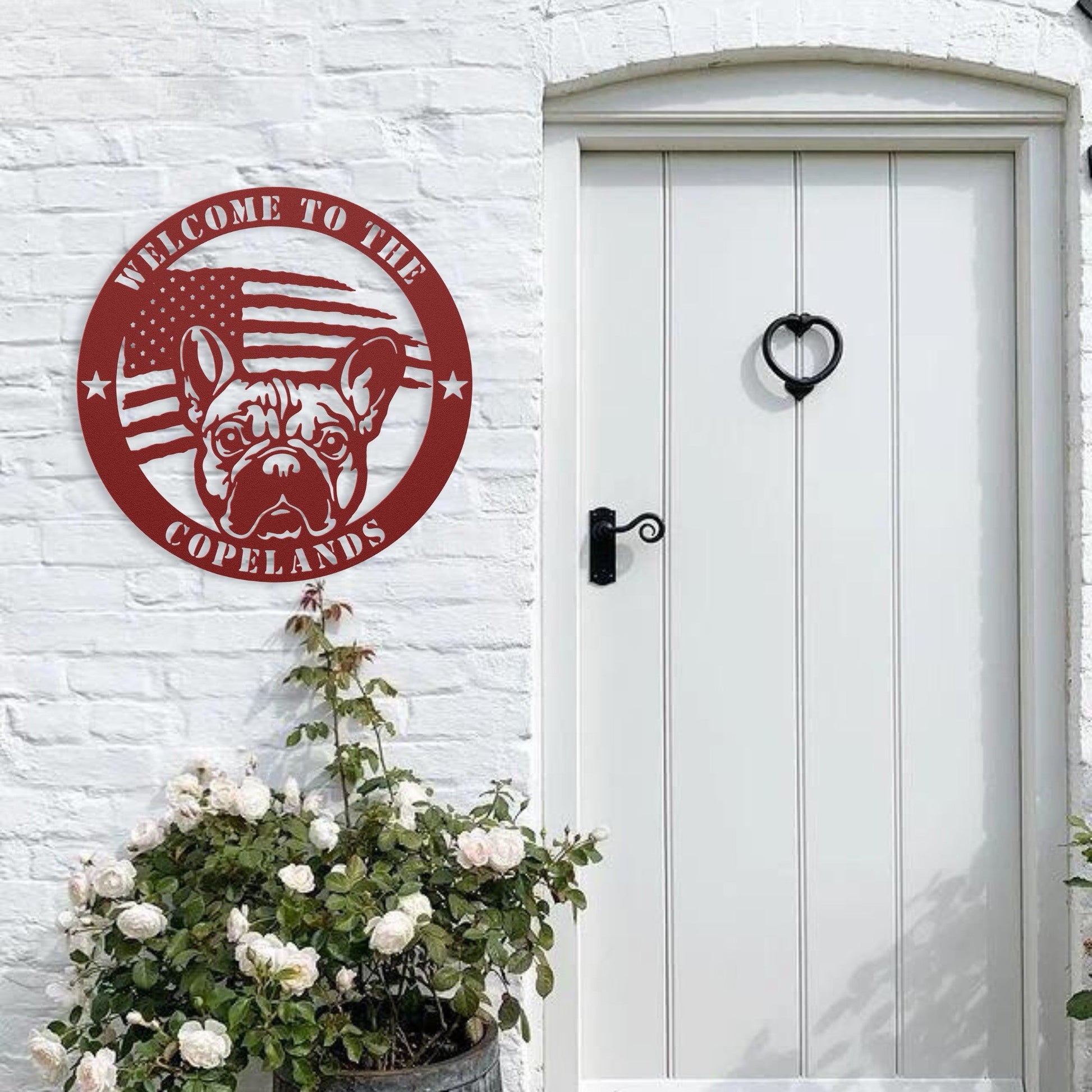 Bold and Patriotic: French Bulldog Wall Art, Customized for Your Home - BullyBellyMetal Sign