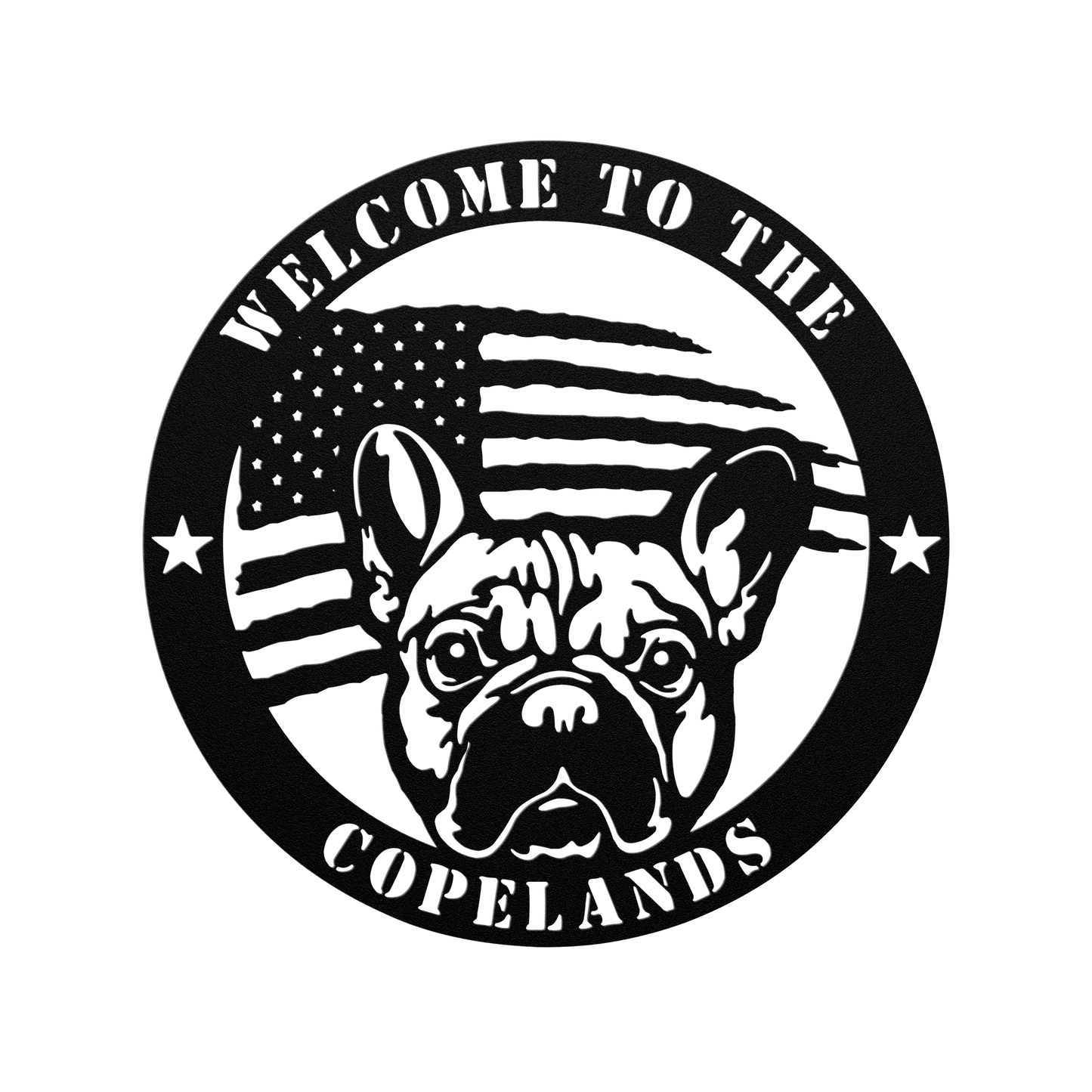 Bold and Patriotic: French Bulldog Wall Art, Customized for Your Home - BullyBellyMetal Sign