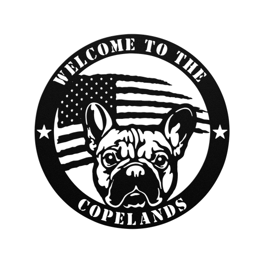 Bold and Patriotic: French Bulldog Wall Art, Customized for Your Home - BullyBellyMetal Sign