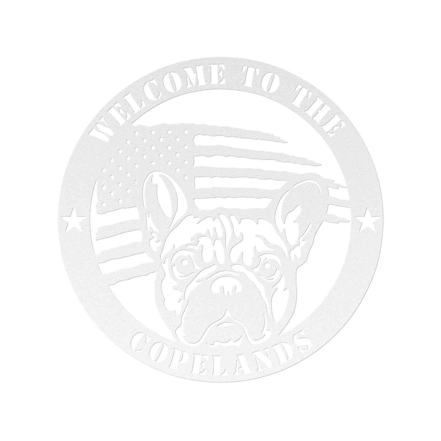 Bold and Patriotic: French Bulldog Wall Art, Customized for Your Home - BullyBellyMetal Sign