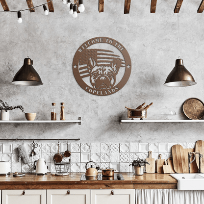 Bold and Patriotic: French Bulldog Wall Art, Customized for Your Home - BullyBellyMetal Sign