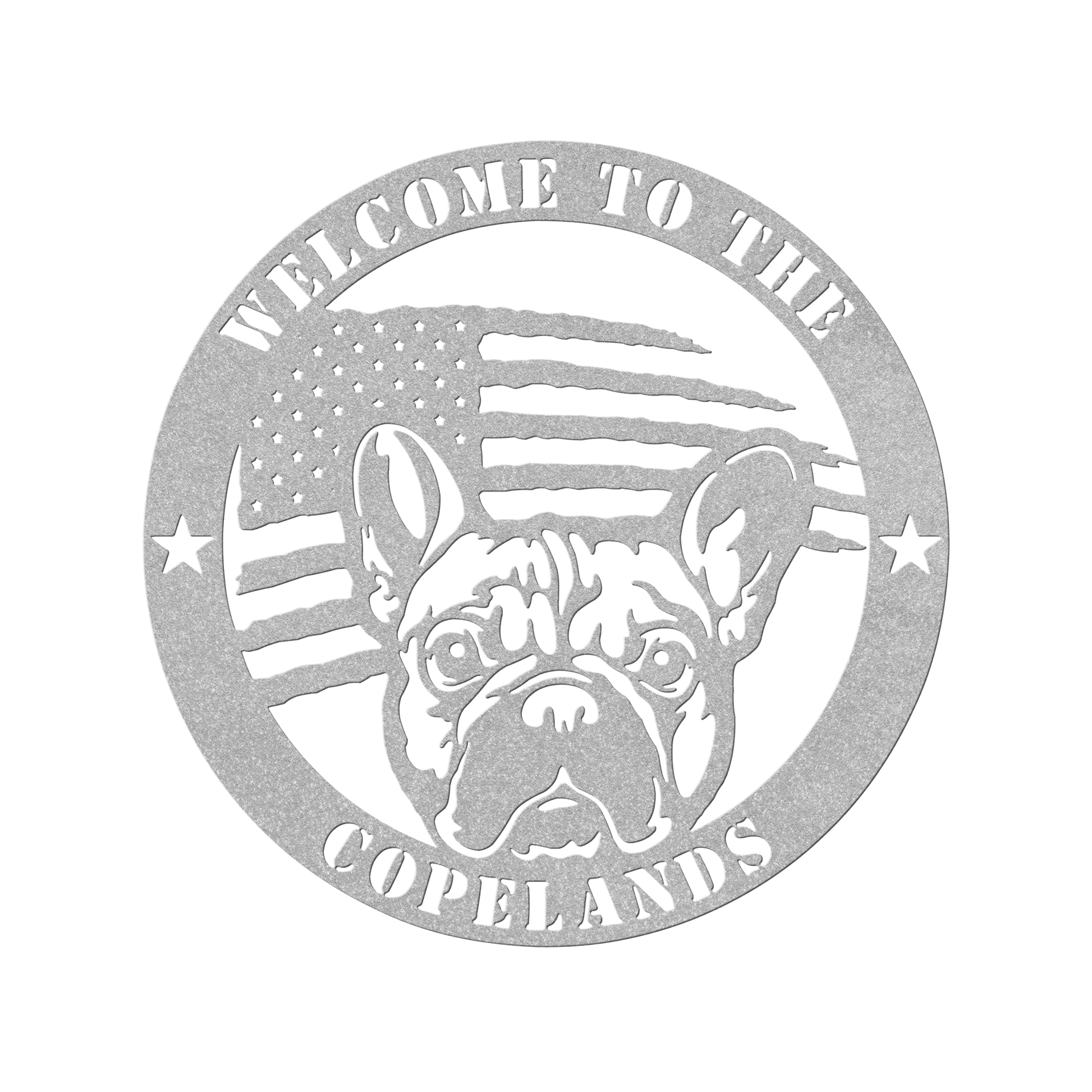 Bold and Patriotic: French Bulldog Wall Art, Customized for Your Home - BullyBellyMetal Sign