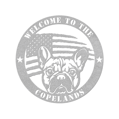 Bold and Patriotic: French Bulldog Wall Art, Customized for Your Home - BullyBellyMetal Sign