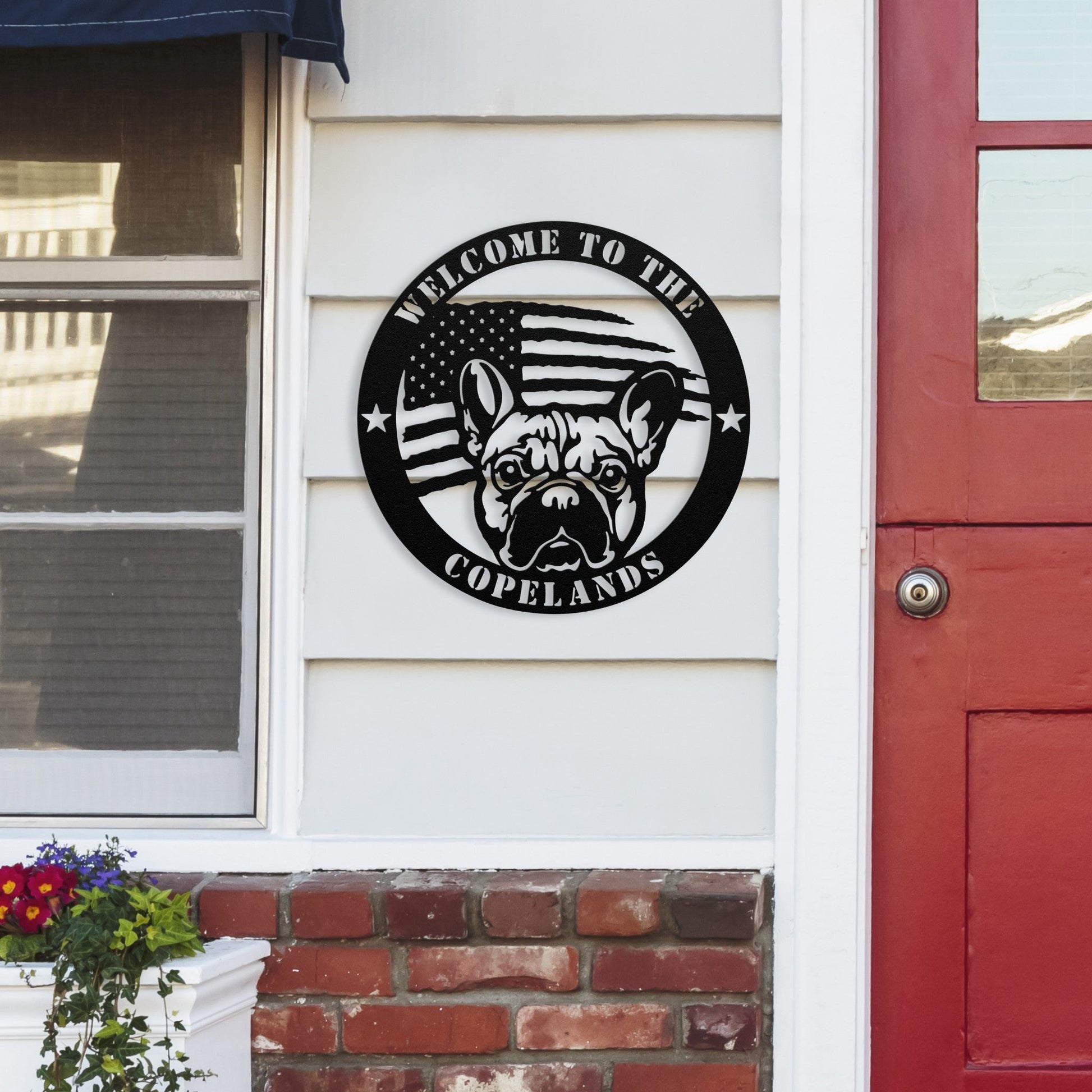 Bold and Patriotic: French Bulldog Wall Art, Customized for Your Home - BullyBellyMetal Sign
