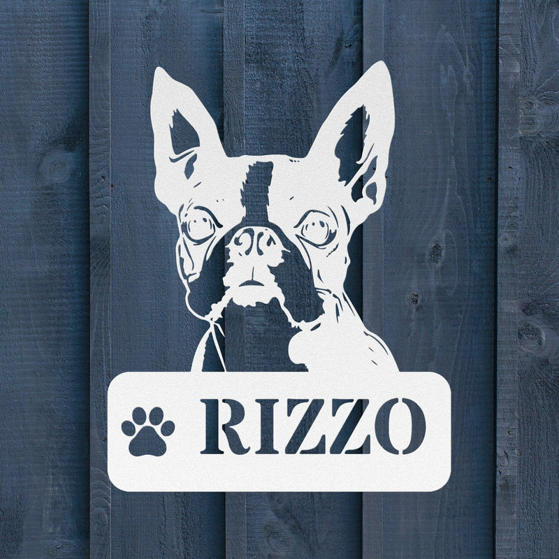 Boston Terrier Metal Name Sign - BullyBellyWall Art