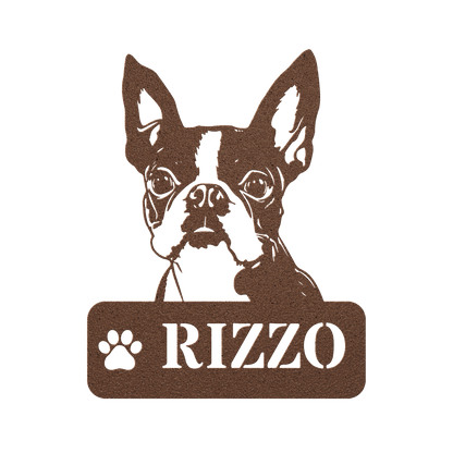 Boston Terrier Metal Name Sign - BullyBellyMetal Sign